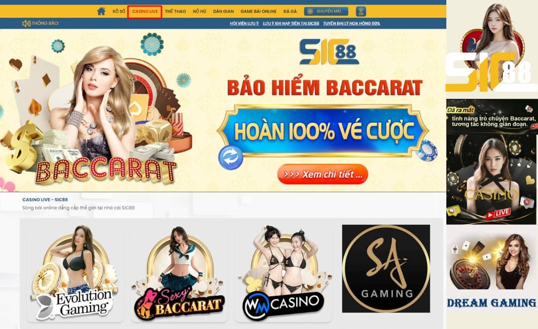 Casino online trực tiếp tại SIC888