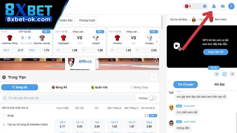 Vào giao diện trang chủ và chọn vào mục rút tiền