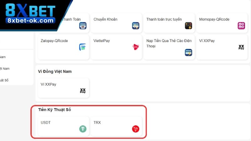 Chọn vào hình thức tiền kỹ thuật số