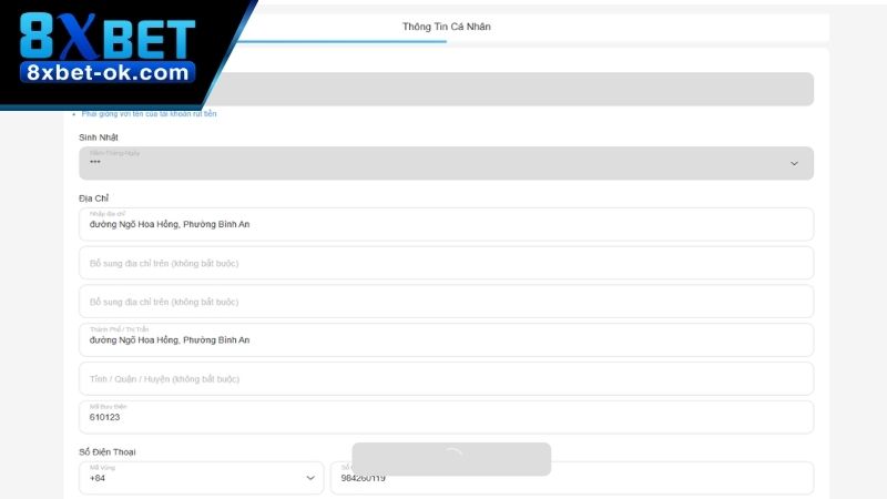 Điền đầy đủ thông tin cá nhân
