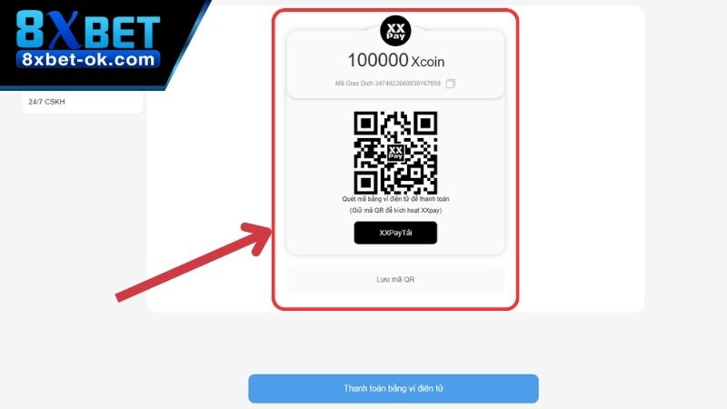 Quét mã XXPay mà nhà cái cung cấp